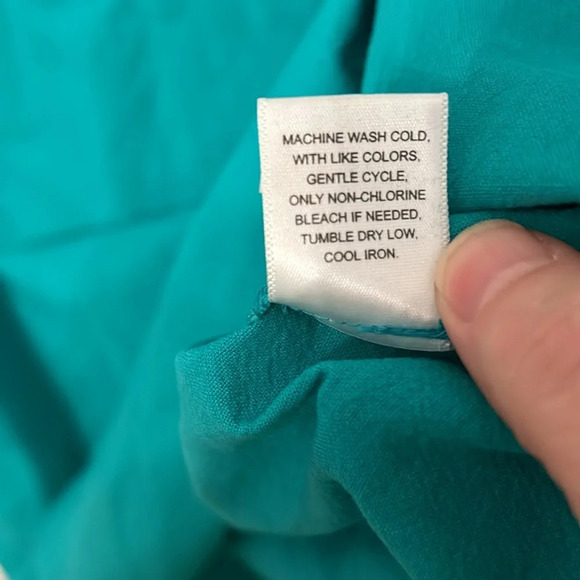 Appleseeds Women’s (S) Turquoise Green Lace Trim Tunic Easy Breezy 3 Qtr Sleeve - Picture 7 of 7